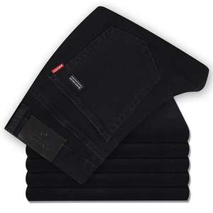 Erkek iş rahat iş XL artı baskılı pantolon orta cep katı örme yumuşatıcı renkli desen yıkanmış Logo kot - Product Image 4