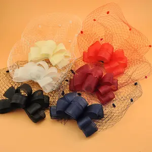 Genya Đen LỒNG CHIM Mạng Che Mặt Lưới Headband Bow Tie Lưới Ngắn Mạng Che Mặt Cho Tea Party Phụ Nữ Mạng Che Mặt Fascinator Hat