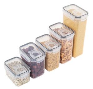 Recipientes Herméticos para Almacenamiento de Alimentos - Organizador de Cocina de Plástico para Harina, Cereales, <span class=keywords><strong>Pasta</strong></span> y Frutos Secos, Apilables con Tapa Transparente - Product Image 1