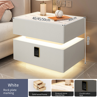 Table de chevet intelligente avec coffre-fort dissimulé, chargeur sans fil, lumière LED, mobilier de chambre moderne