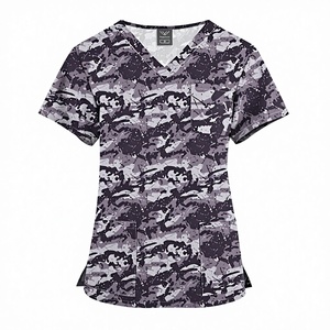 Printed Polyester Dobby ODM Scrub <b>Sets</b> Thin Comfortable Breathable <b>Doctor</b> Nurse Medical Cartoon Work Uniform Unisex Hospital Use - Product Image 2