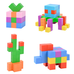 Juguetes educativos para niños pequeños, juego de bloques magnéticos 3D DIY, cubos de bloques de construcción magnéticos de <span class=keywords><strong>2</strong></span>,5 cm para niños - Product Image 1