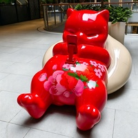 Statue d'animal en résine de fibre de verre personnalisable, grand format, durable, pour signalisation de magasin géant, point de repère de centre commercial, sculptures de chat de grande taille