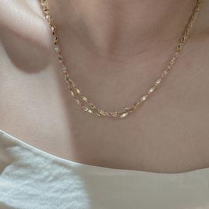 Collier en argent pur S925, chaîne fine, style minimaliste français de luxe léger, design contrasté œil de chat, chaîne brossée de niche - Product Image 2