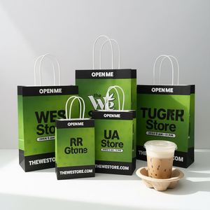 Bolsas de Papel Kraft para Café y Bebidas, Bolsa de Papel para Llevar con Logotipo Personalizado para Cafeterías y Tiendas de Té con Leche - Product Image 3