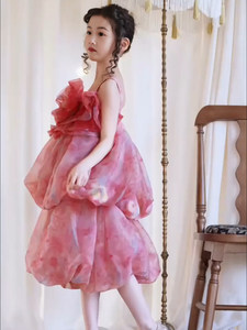 Abiti Estivi per Ragazze 2026 Nuovi in Fibra di Poliestere, Vestito Floreale a Mezza Lunghezza Stile Principessa con Schiena Scoperta, Abito da Compleanno - Product Image 4