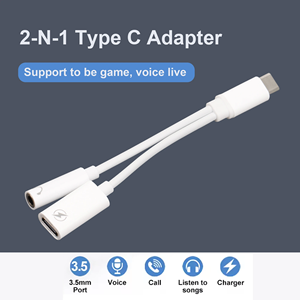 Cable Adaptador <span class=keywords><strong>2</strong></span> en 1 USB C a Conector de Auriculares de 3.5mm, <span class=keywords><strong>Convertidor</strong></span> de Carga Tipo C a Audio 3.5 OTG para Macbook Air, Samsung, Huawei - Product Image 2