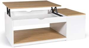 Table basse rectangulaire pliante en bois blanc et hêtre avec coffre - Product Image 3