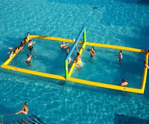 Water Play Equipment PVC AQUA Customized Inflatable Floating Volleyball Court For Water Play