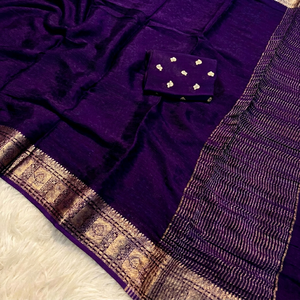 Tela de Sari Tradicional de Invierno Chinon de Algodón Puro Premium |   Tela para Vestidos de Mujer con Estampado Floral Étnico Indio, Venta al Por Mayor - Product Image 1