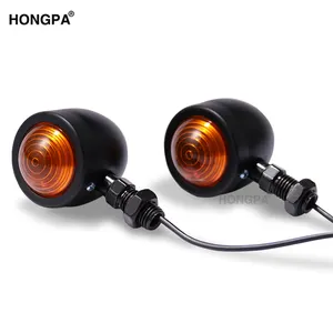 Satu Pasang Lampu Sein LED Sepeda Motor untuk Cruiser Bobber Sportster Cafe Racer Universal 12V Penunjuk Indikator Retro