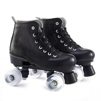 Patins à roulettes à quatre roues pour adultes, cadre en alliage, dessus en cuir synthétique de qualité supérieure pour les débutants adultes, pratique du patinage de loisirs