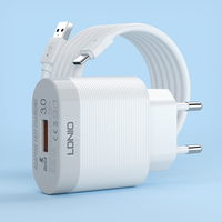 Cargador de Pared LDNIO A303Q Original de 18W con Enchufe Europeo Mini, Cargador Rápido USB para Teléfono Móvil