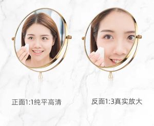 Châu Âu Vàng Máy Tính Để Bàn Mỹ Phẩm Gương Hai Mặt Mặc Quần Áo Đám Cưới Công Chúa Gương 3x Độ Phóng to Di Động Vẻ Đẹp Gương - Product Image 4