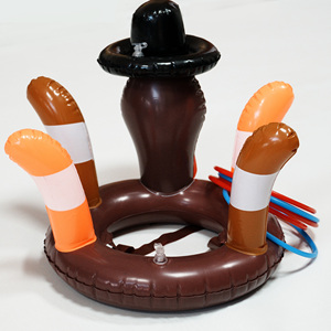 Jeu de lancer d'anneaux gonflables en forme de dindon pour piscine - 5 anneaux en plastique, fournitures pour fêtes estivales hawaïennes et événements en plein air pour adultes - Product Image 4