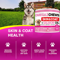 OEM/ODM Huile de poisson Oméga 3 sous forme de gommes pour chiens et chats, à l'huile de lin et de saumon, favorise la santé de la peau et du pelage, approvisionnement direct usine