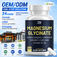 Capsules de magnésium, théanine et ashwagandha avec logo personnalisé pour le soulagement et le soutien quotidien du calme