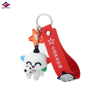 Longzhiyu — porte-clés personnalisé en PVC, joli bijou de chien avec bracelet en caoutchouc, souriant, mignon, dessin animé, 3D, pour Souvenir