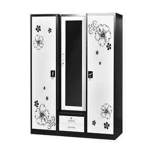 Muebles Guardarropa Metal <span class=keywords><strong>De</strong></span> Dormitorio 3 Puertas Y Espejo, Armario Con Cerradura Y Cajon Barra Para <span class=keywords><strong>Ropa</strong></span>,Gabinete <span class=keywords><strong>De</strong></span> Oficina - Product Image 3
