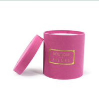 Boîte à chapeau ronde de luxe avec Logo personnalisé, boîte à fleurs en velours Rose en papier, vente en gros