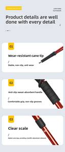 Bâtons de randonnée Cleye à trois sections en alliage d'aluminium avec absorption des chocs, poignée en T, embout en caoutchouc droit, fournitures de randonnée et de marche en plein air - Product Image 6