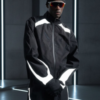 Veste en nylon respirante à fermeture éclair pour hommes, avec logo personnalisé, style moto, patchwork, découpe laser, bande réfléchissante, séchage rapide, pour activités de plein air