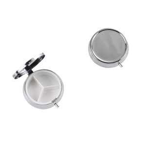 Portable 50mm Round Metal Pill <b>Box</b> with 3 Compartments Daily Use Round Metal Pill Case Organizer <b>Storage</b> <b>Bin</b> - Product Image 3