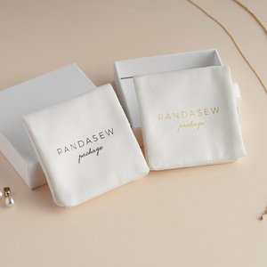 PandaSew Custom Logo Luxury Jewelry Packaging Bag <b>White</b> Suede <b>Envelope</b> Style Jewelry Pouch - Product Image 4