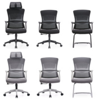 Chaise de bureau ergonomique pivotante noire à dossier haut réglable en maille confortable pour ordinateur, vente en gros