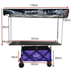 新しい167cmの長尺テーブルボード付き屋台カートワゴン（日よけ付き） - Product Image 2