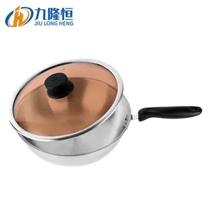 China Hexclad 12 Inch Hybrid Roestvrijstalen Potten En Pannen Koken Voorraad Pot Met Deksel