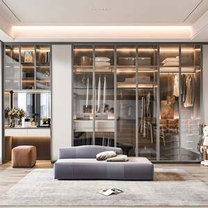 Armoire double convertible moderne en bois avec finition laquée, meubles de chambre à coucher sur mesure pour dressing et portes en HDF - Product Image 4