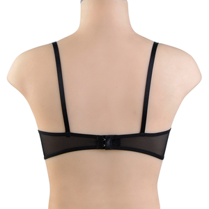 Nuovo Reggiseno Balconette Trasparente in Rete Nera per Donna, con Ferretto a V, Traspirante e Morbido - Product Image 5