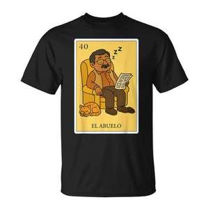 T-shirt Sleepy Grandpa Spanish Mexican Bingo pour grand-mère El Abuelo Card Design - Product Image 1