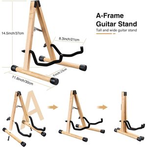Soporte de guitarra de madera Lekato, tipo A, de madera de caucho con brazos acolchados de espuma para guitarra acústica, eléctrica, bajo, violín, mandolina, banjo - Product Image 6