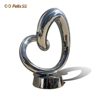 Sculpture sphérique en acier inoxydable finition miroir, boule décorative en métal pour aménagement extérieur