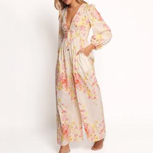 Mono Largo con Escote Profundo en V y Estampado para Mujer, Diseño de Fábrica, Alta Calidad, Rayón, Talla Grande - Product Image 3