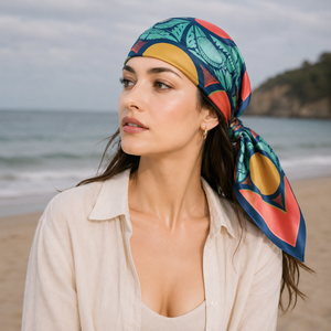 All Seasons Reversible European American Women Fashion <b>Silk</b> Square <b>Scarf</b> Digital Print Adult Pattern Breathable Daily Wear - Product Image 5