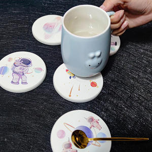 Sous-verre rond en terre de diatomée, motif spatial, séchage rapide, absorbant, style japonais, multicolore, pour restaurant, bureau, salle d'étude - Product Image 4