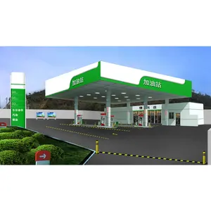 Low cost customized modern steel structure canopy gas station shell petroleum station design gas station