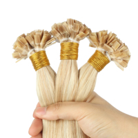 Extensions de cheveux à pointe plate doublement étirées, cheveux humains vierges russes, lisses et soyeux, qualité supérieure, sans couture