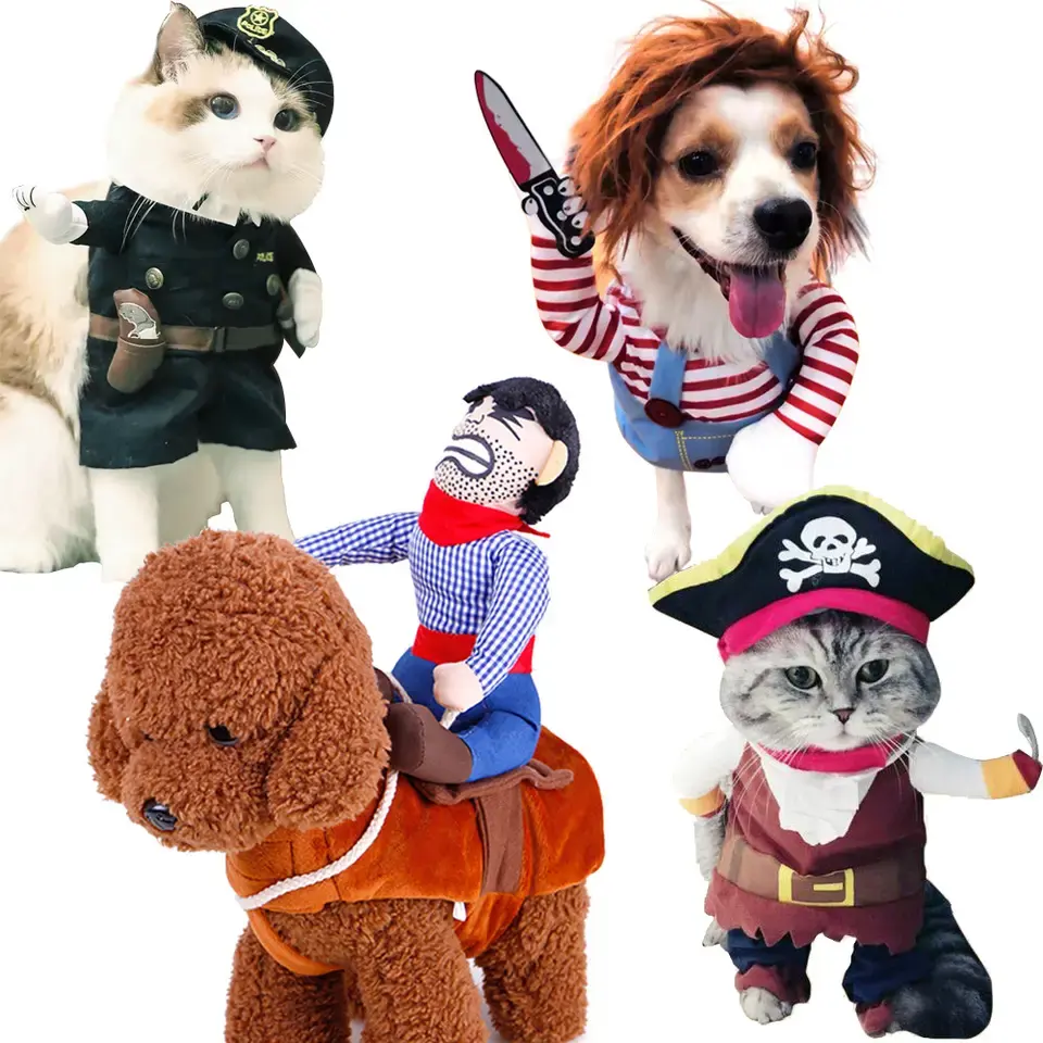 Pet Cowboy Riding Dress Up Costumes cospaly Halloween Dog Clothes funny dog clothes pet cosplay costume halloween