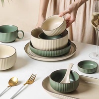 Ensemble d'assiettes en céramique porcelaine 16 vaisselle vaisselle ménage table de dîner ensemble de luxe vaisselle en céramique mate
