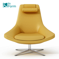 Fauteuil simple surdimensionné en cuir PU de luxe pour salon chaise longue de loisirs pivotante à grand accent avec oreiller pour le cou
