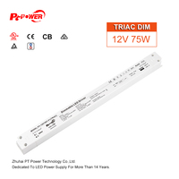 Alimentation LED en plastique IP20 à tension constante 75W, compatible CE/RoHS, dimmable par TRIAC, sans scintillement, simple AC-DC 100-240V-12V/24V
