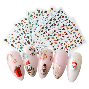 Cinq et dix GMPC/Sedex/ISO/EUDR gros arbre de noël Santa renne <span class=keywords><strong>Nail</strong></span> <span class=keywords><strong>Art</strong></span> autocollant dessin animé adhésif ongles autocollant pochoirs - Product Image 1
