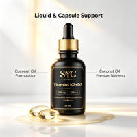 Liquide Revitalisant Corporel avec 200mcg K2 et 250mcg D3 dans de l'huile de coco pour le soutien osseux et immunitaire 50 Premium Pro Result
