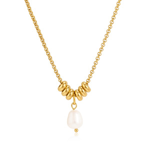 Nouveauté : Collier d'été minimaliste étanche avec pendentif perle véritable et chaîne Rolo en acier inoxydable - Product Image 6