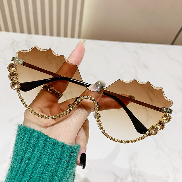 Half Frame Rimless Fashion UV400 PC Lens Sunglasses 2026 New Women Wave