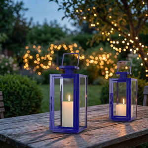 Ensemble de lanternes en fer artisanales écologiques de couleur unique, 2 porte-bougies, décoration intérieure et extérieure, mariage, Noël - Product Image 2